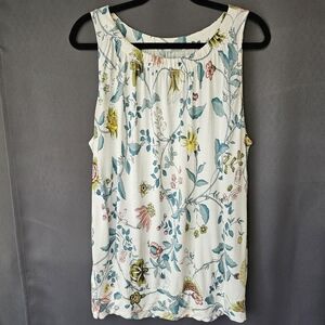 LOFT Floral Sleeveless Top – Pink, Yellow & Teal, Size XL